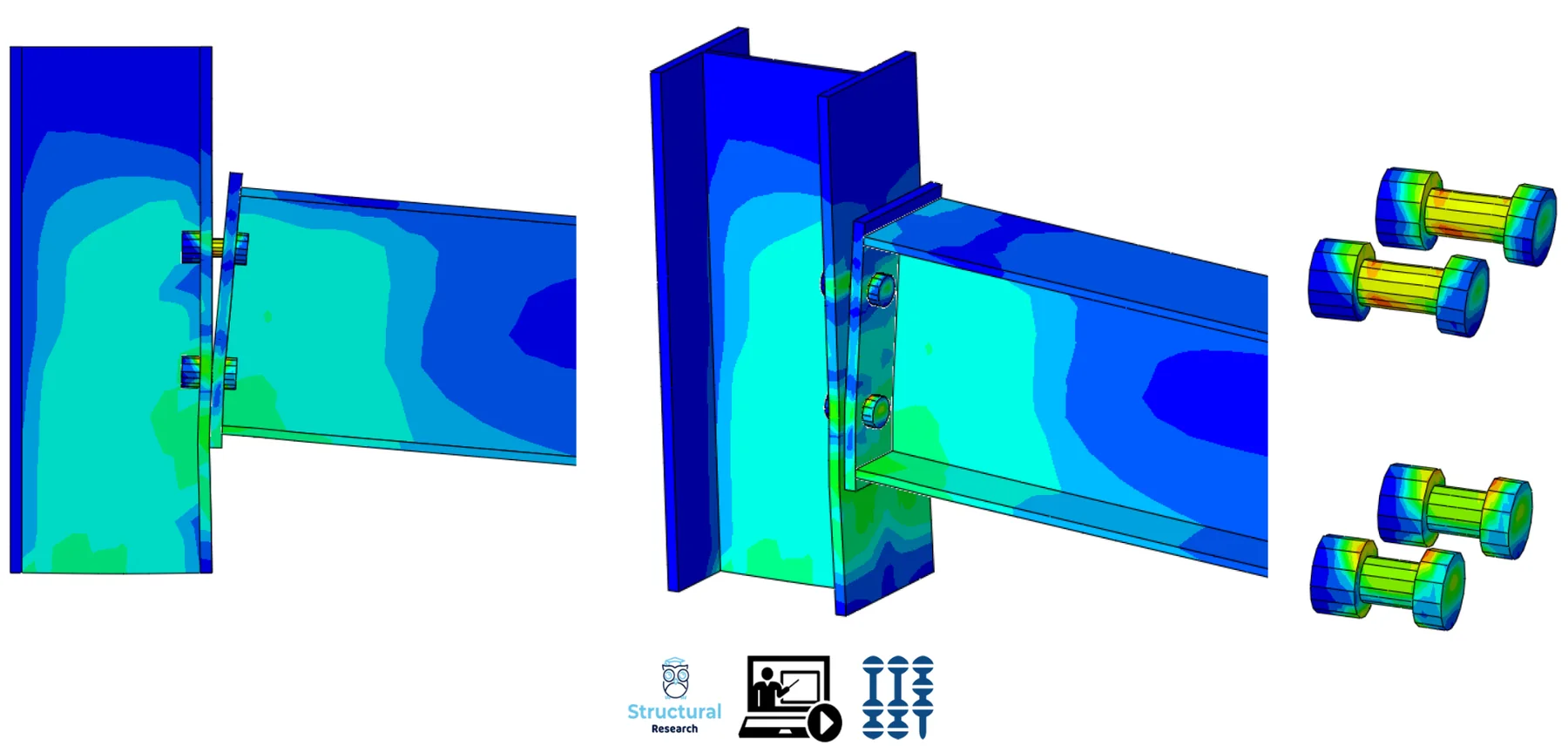 Semi-rigid bolted steel connection finite element model