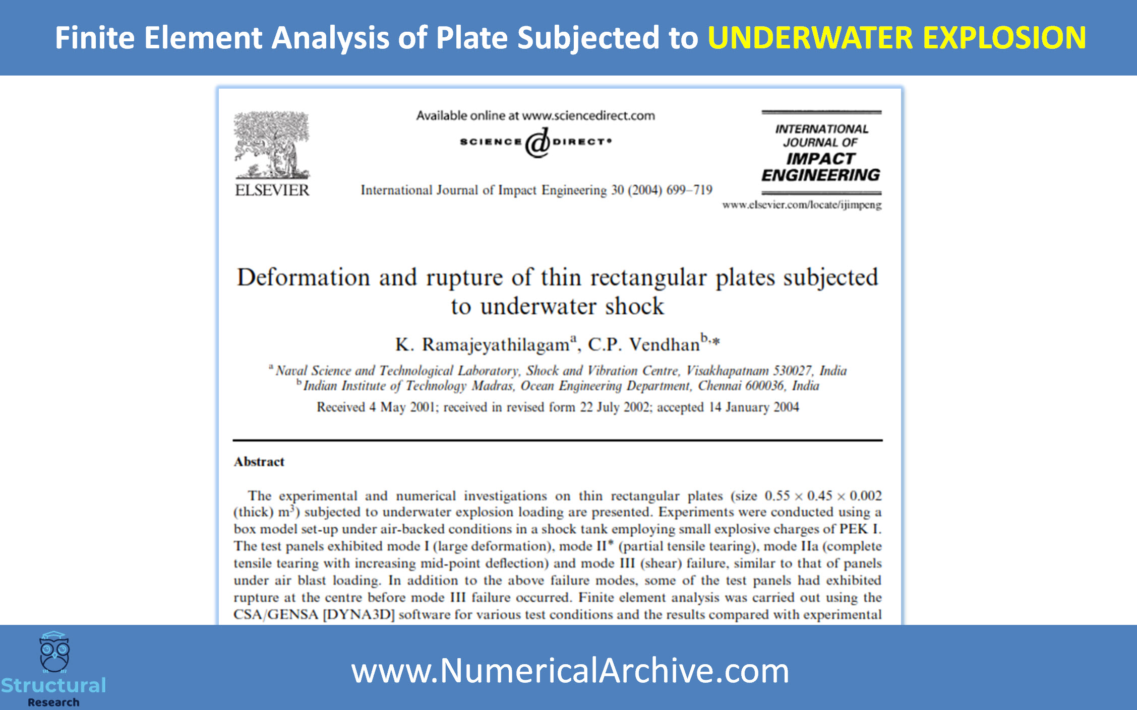 Steel Plate Response to Underwater Explosion — Validated ABAQUS Model thumbnail 6